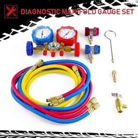 img 2 attached to 🌡️ Youxmoto 3 Way AC Diagnostic Manifold Gauge Set: Efficient Freon Charging for R134A R12 R22 & R502 Refrigerants | 5FT Hose, Adapters, Couplers, & Can Tap Included