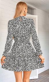 img 1 attached to Floral Print Long Sleeve Ruffle Dress With Mock Neck, Elastic Waist, And Pockets For Women By LANISEN