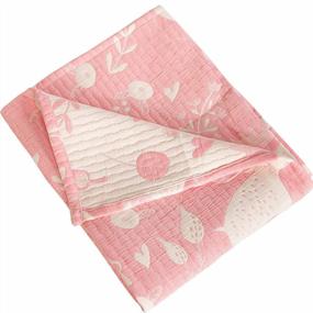 img 4 attached to Super Soft And Warm Muslin Cotton Jacquard Baby Blanket - Lightweight, All-Seasons Toddler Bed Blanket, Perfect Decoration Gift For Your Little One - 30"X40" Pink Owl Design By NTBAY