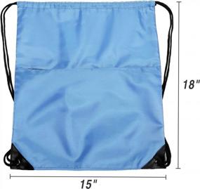 img 2 attached to Большой водостойкий рюкзак на шнурке с застежкой-молнией — идеальный спортивный рюкзак для мужчин и женщин нежно-голубого цвета — бренд BuyAgain