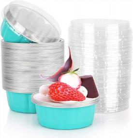img 4 attached to 50 Pack Beasea 8 Oz Disposable Aluminum Ramekins With Lids - Perfect For Baking Creme Brulee, Muffins, Cupcakes & Mini Puddings At Parties And Weddings!