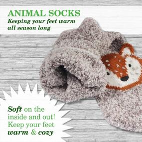 img 1 attached to Value Pack Of Cute Animal Face Non-Slip Fuzzy Crew Winter Home Socks By BambooMN - Super Soft & Warm!