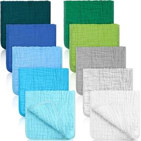 img 4 attached to 👶 10 Pack 20 x 10 Inch Muslin Burp Cloths: Soft, Absorbent, 6 Layer Cotton Burp Rags for Newborns - Multicolored, Unisex Towel for Baby Boys and Girls