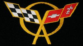 img 2 attached to 🚗 C5 Corvette Classic Loop Black Floor Mats with Eye-Catching Yellow Crossed Flags Logo