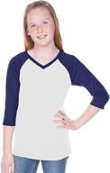 kavio jersey contrast raglan v orange girls' clothing : tops, tees & blouses logo