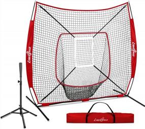 img 4 attached to Portable 7×7Ft Baseball And Softball Practice Net For Hitting, Pitching, And Batting Training With Backstop, Batting Tee, Strike Zone, Bow Frame, And Carry Bag - Ideal For Perfecting Your Game