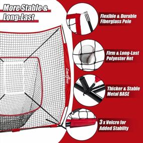 img 3 attached to Portable 7×7Ft Baseball And Softball Practice Net For Hitting, Pitching, And Batting Training With Backstop, Batting Tee, Strike Zone, Bow Frame, And Carry Bag - Ideal For Perfecting Your Game