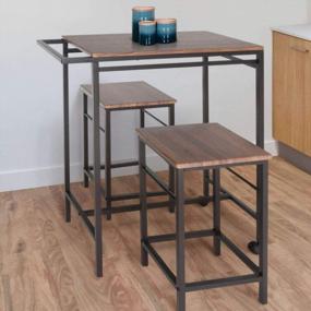 img 3 attached to 🍽️ Enhance Your Kitchen with the Zenvida 3 Piece Pub Table Set: Space-Saving and Stylish Breakfast Cart with 2 Stools and Mobile Kitchen Island