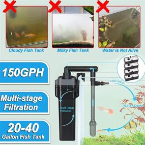 img 1 attached to 🐠 TARARIUM Hang on Back Canister Filter | Crystal 150GPH for 20-40 Gal. Tank | Multi-Stage Silent Filtration System for Freshwater & Saltwater Aquariums