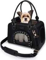 🐾 petshome dog carrier purse: foldable waterproof premium leather travel bag for cat and small dog - small black, ideal for home & outdoor logo