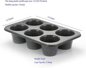 img 2 attached to 6 Cup Jumbo Muffin Pan With Non-Stick Black Stone Coating - 3.5Diax3Inch Deep Cups.