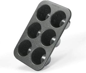 img 4 attached to 6 Cup Jumbo Muffin Pan With Non-Stick Black Stone Coating - 3.5Diax3Inch Deep Cups.