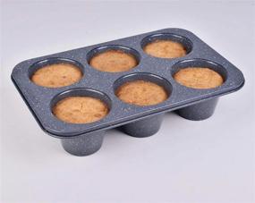 img 1 attached to 6 Cup Jumbo Muffin Pan With Non-Stick Black Stone Coating - 3.5Diax3Inch Deep Cups.