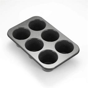 img 3 attached to 6 Cup Jumbo Muffin Pan With Non-Stick Black Stone Coating - 3.5Diax3Inch Deep Cups.