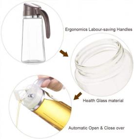 img 1 attached to 🍶 Marbrasse Auto Flip Olive Oil Dispenser Bottle - 20 OZ Leakproof Condiment Container with Automatic Cap and Stopper - Non-Drip Spout - Non-Slip Handle - Ideal for Kitchen Cooking - 2 Pack (White+ Brown)