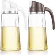 🍶 marbrasse auto flip olive oil dispenser bottle - 20 oz leakproof condiment container with automatic cap and stopper - non-drip spout - non-slip handle - ideal for kitchen cooking - 2 pack (white+ brown) логотип