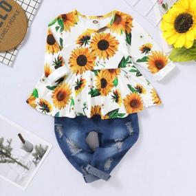 img 1 attached to Baby Girl Floral Long Sleeve Pant Set Ruffle Top Outfit Clothes Girls Cute Flower