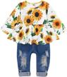 baby girl floral long sleeve pant set ruffle top outfit clothes girls cute flower logo