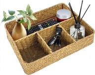 gzhok hand-woven wicker rattan storage baskets - divided drawer organizer, 26x20xh6cm/10.2x7.9x2.4in logo