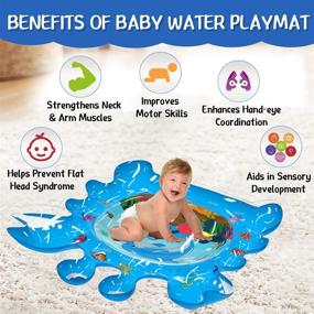 img 3 attached to Abida Tummy Time Water Mat | Надувная игрушка для младенцев для сенсорного развития | Идеальный подарок для новорожденных и малышей | Стимулирующий игровой коврик для малышей 3/6/9/12 месяцев