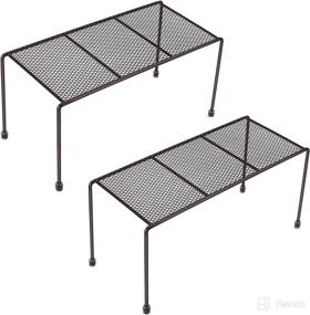 img 4 attached to 🔍 Bronze Set of 2 Mesh Kitchen Shelves - Mini Cabinet Organization Storage Shelf