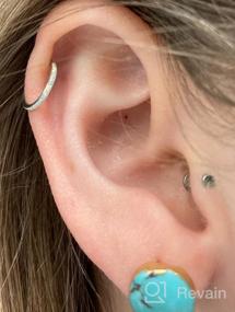 img 7 attached to Qmcandy 16G Opal Segment Кольца в носу Шарнирные серьги-кольца из нержавеющей стали для сна