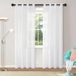add elegance to your bedroom with sheer flax texture curtains - set of 2 white drapes with grommet top for sliding glass doors and cottages - 52" w x 108" l light filtering window treatments logo