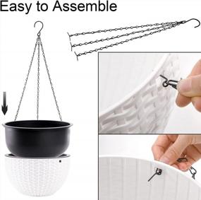 img 2 attached to Set Of 2 Foraineam Dual-Pot Hanging Basket Planters With Self-Watering System For Indoor And Outdoor Plants And Flowers - Includes Drainer And Chain - Assorted Sizes (White)