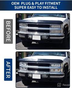 img 1 attached to POLLY WALES Headlights Assembly Compatible With 1994-1998 Chevy Silverado/Tahoe/Suburban/C10 - Chrome Housing Clear Lens Amber Reflector (With Ultra Bright Led DRL)