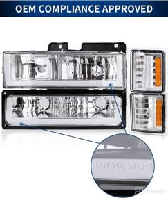 img 3 attached to POLLY WALES Headlights Assembly Compatible With 1994-1998 Chevy Silverado/Tahoe/Suburban/C10 - Chrome Housing Clear Lens Amber Reflector (With Ultra Bright Led DRL)