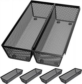 img 4 attached to Silverware Organizer For Kitchen Drawer Utensil Cutlery Tray With Interlocking Arm Mesh Metal Flatware Storage Slip-Proof For Knives, 6 Compartment By FURNINXS