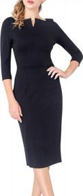 img 4 attached to 👗 Marycrafts Women's Square Neck Sheath Midi Dress for Office Business