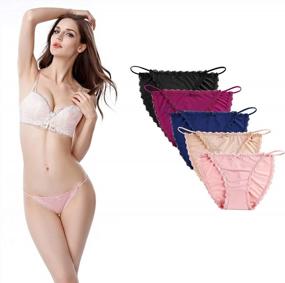 img 4 attached to Women'S Lace Bikini Panties 5-Pack: Seasment Underwear String Briefs Lingerie