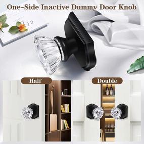 img 3 attached to Matte Black 4 Pack Half-Dummy Glass Crystal Door Knobs For Closet/Bifold Inactive Dummy Doors