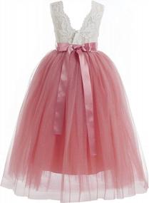 img 2 attached to Girl'S Lace Flower Tutu Dress A-Line Backless Princess Gown For Party Pageant