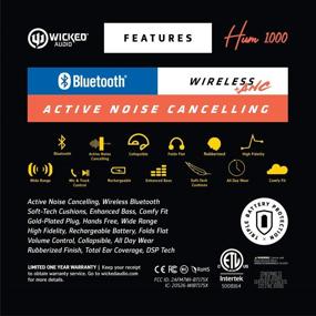 img 3 attached to 🎧 Wicked Audio Hum 1000 Wireless Bluetooth Headphones - Active Noise Cancelling, 8H Battery Life, Travel-Ready, High-Fidelity Sound, Enhanced Bass