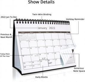 img 2 attached to Calendar 2022 - Small Desk Calendar 2022, 8" X 6" Standing Desk Calendar, Thick Paper Office Calendar For Organizing & Planning