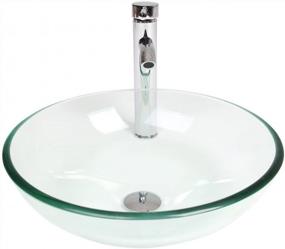 img 4 attached to Хрустальная круглая стеклянная раковина для ванной комнаты с раковиной и краном