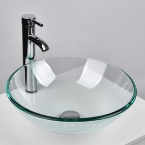 img 3 attached to Хрустальная круглая стеклянная раковина для ванной комнаты с раковиной и краном