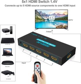 img 1 attached to SGEYR 5X1 HDMI переключатель: выбирайте с легкостью из 5 устройств и поддержкой 4K Ultra HD