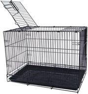 yml 20-inch small animal crate with wire bottom grate and plastic tray in black logo