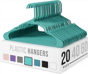 img 4 attached to Durable And Vibrant Plastic Clothes Hangers - Space Saving Laundry Solution In Aqua (20 Pack)