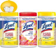 🧼 lysol disinfectant wipes - multi-surface antibacterial cleaning wipes, mixed fragrance pack with lemon & lime blossom and mango & hibiscus - (2 packs of lemon & lime blossom, 1 pack of mango & hibiscus) logo