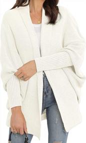 img 3 attached to Women'S Oversized Cable Knit Cardigan: GRECERELLE Kimono Batwing Wrap Sweater Outwear Coat