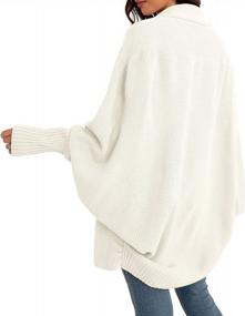 img 1 attached to Women'S Oversized Cable Knit Cardigan: GRECERELLE Kimono Batwing Wrap Sweater Outwear Coat
