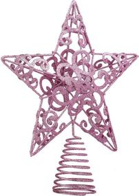 img 4 attached to Glittered Hollow-Out Metal Star Christmas Tree Topper - 10 Inches Treetop Decoration For Home Decor And Festive Holiday Display