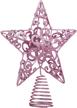 glittered hollow-out metal star christmas tree topper - 10 inches treetop decoration for home decor and festive holiday display logo