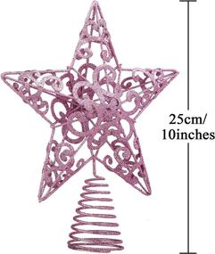 img 3 attached to Glittered Hollow-Out Metal Star Christmas Tree Topper - 10 Inches Treetop Decoration For Home Decor And Festive Holiday Display