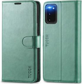 img 4 attached to Myrtle Green TUCCH Galaxy S20 Wallet Case With Magnetic Kickstand, RFID Blocking Card Slot Folio PU Leather Protective Flip Cover And TPU Shockproof Interior Case- Compatible With Galaxy S20 6.2-Inch