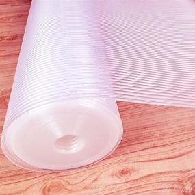 img 4 attached to 📦 Transparent Shelf Liner, 17.5 Inch x 20 FT Cabinet Liner, Drawer Liner, Washable EVA Cupboard Liner Drawer Mat Refrigerator Mat for Kitchen Pantry Cabinet, Bathroom, Shoe Rack, Laundry Room